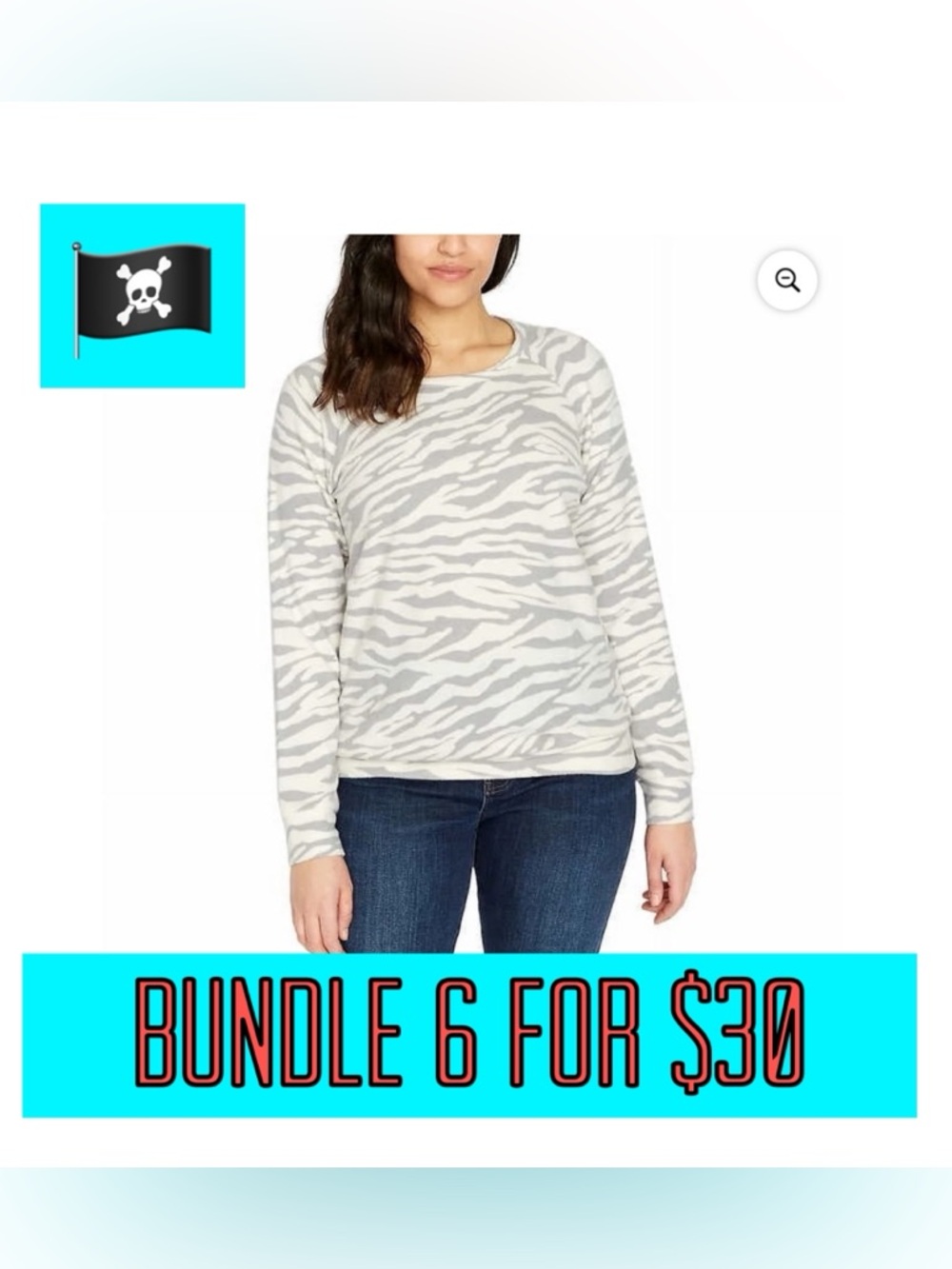 🏴☠️6 for $30🏴☠️ Buffalo David Bitton Silver Zebra Stripes Sweatshirt - Small